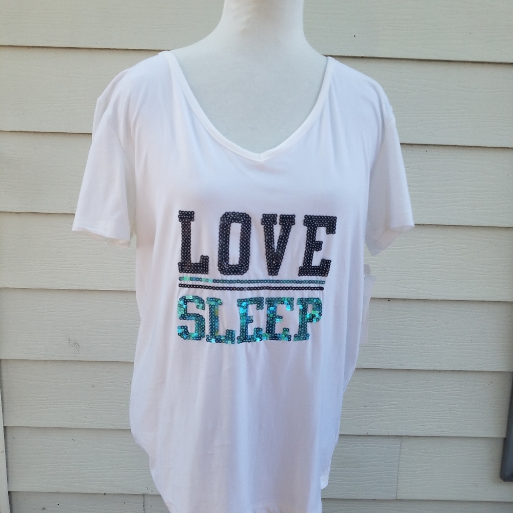 NWT Em & Alfie LOVE SLEEP sequined lounge top 2XL